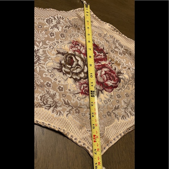 Three Piece Accent Table Cover / Runner Embroidered Red Gold Brown Holiday Eid - Picture 11 of 12